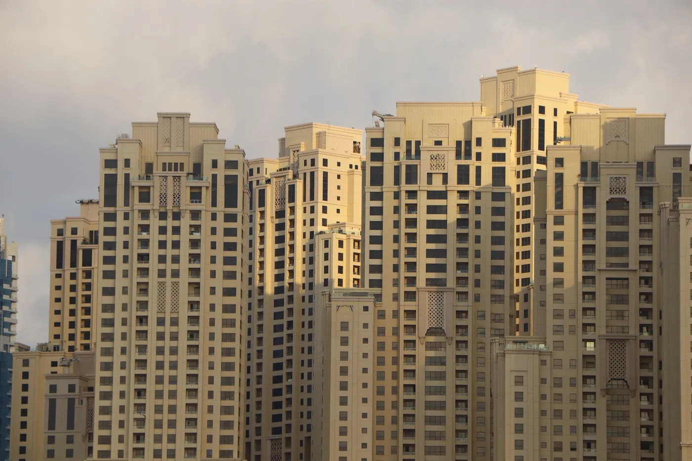 Mid-rise apartment blocks in a Dubai residential district