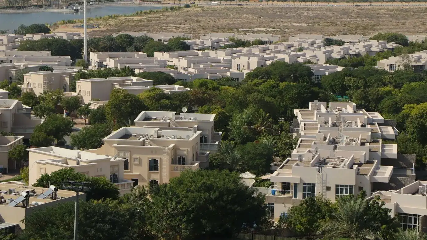 Aerial view of a residential community in Dubai