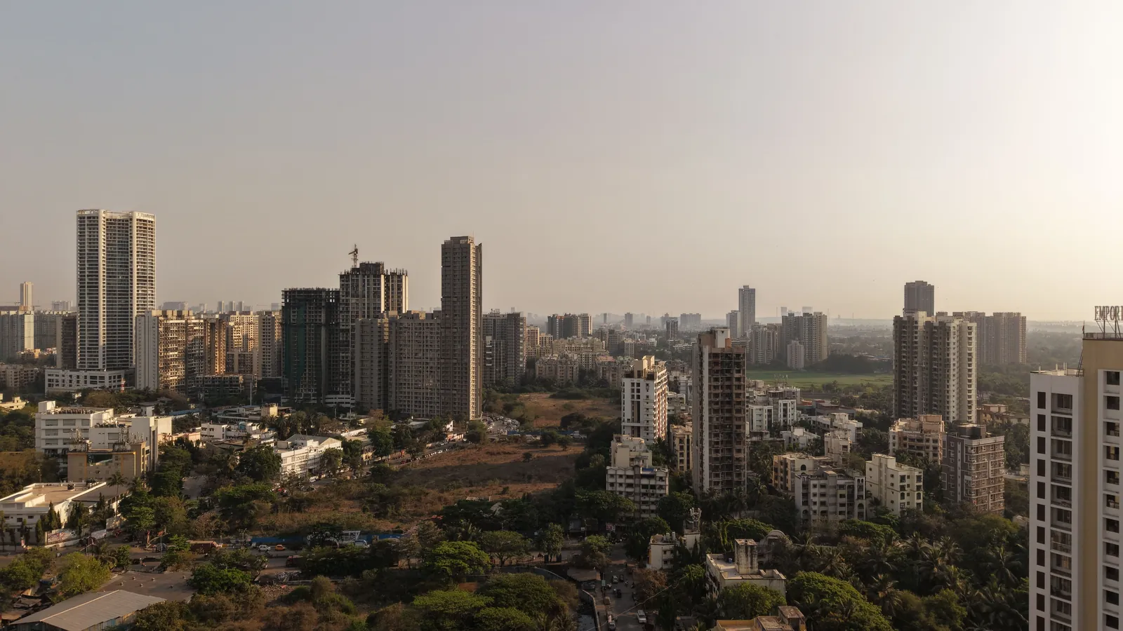 Business district skyline in India, where many applicants are based