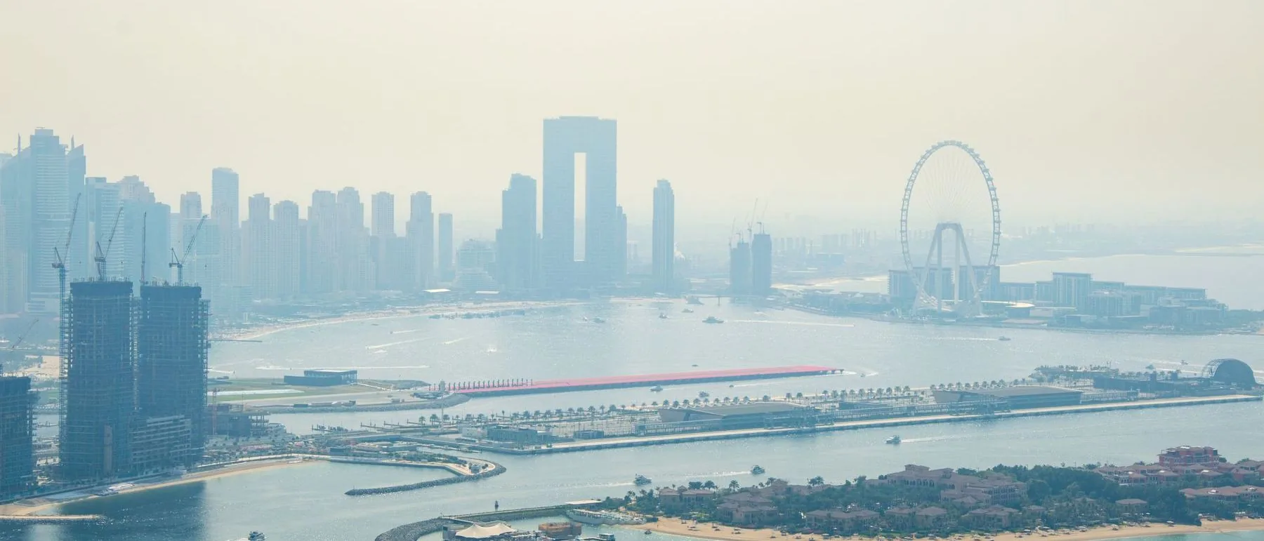 Dubai skyline seen through atmospheric haze