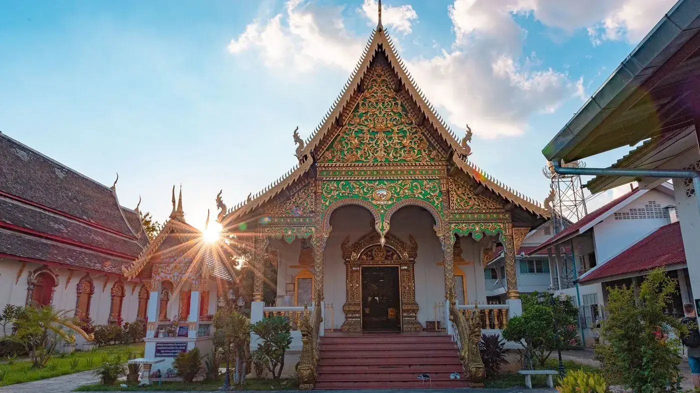 Temple architecture in Chiang Mai, a common base for retirees in northern Thailand