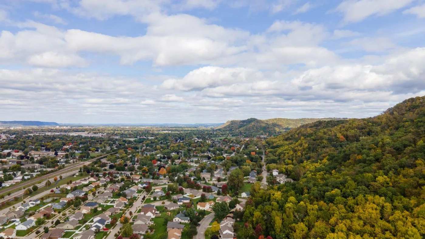 Aerial view of an American suburban neighbourhood