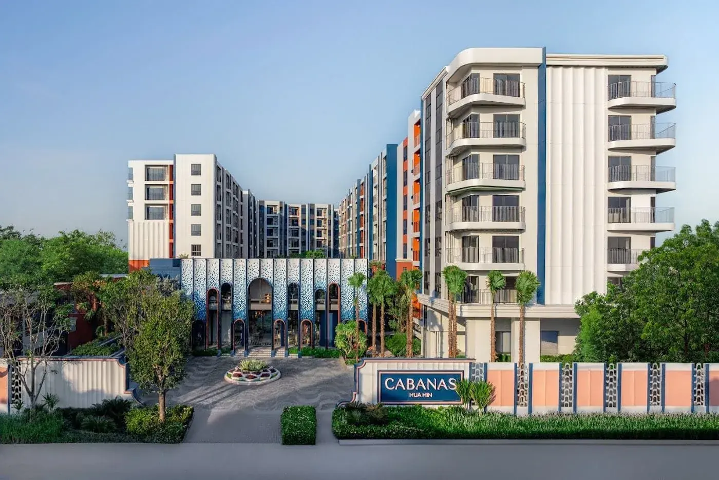 Facade at Cabanas Hua Hin, a Sansiri development in Hua Hin, Thailand