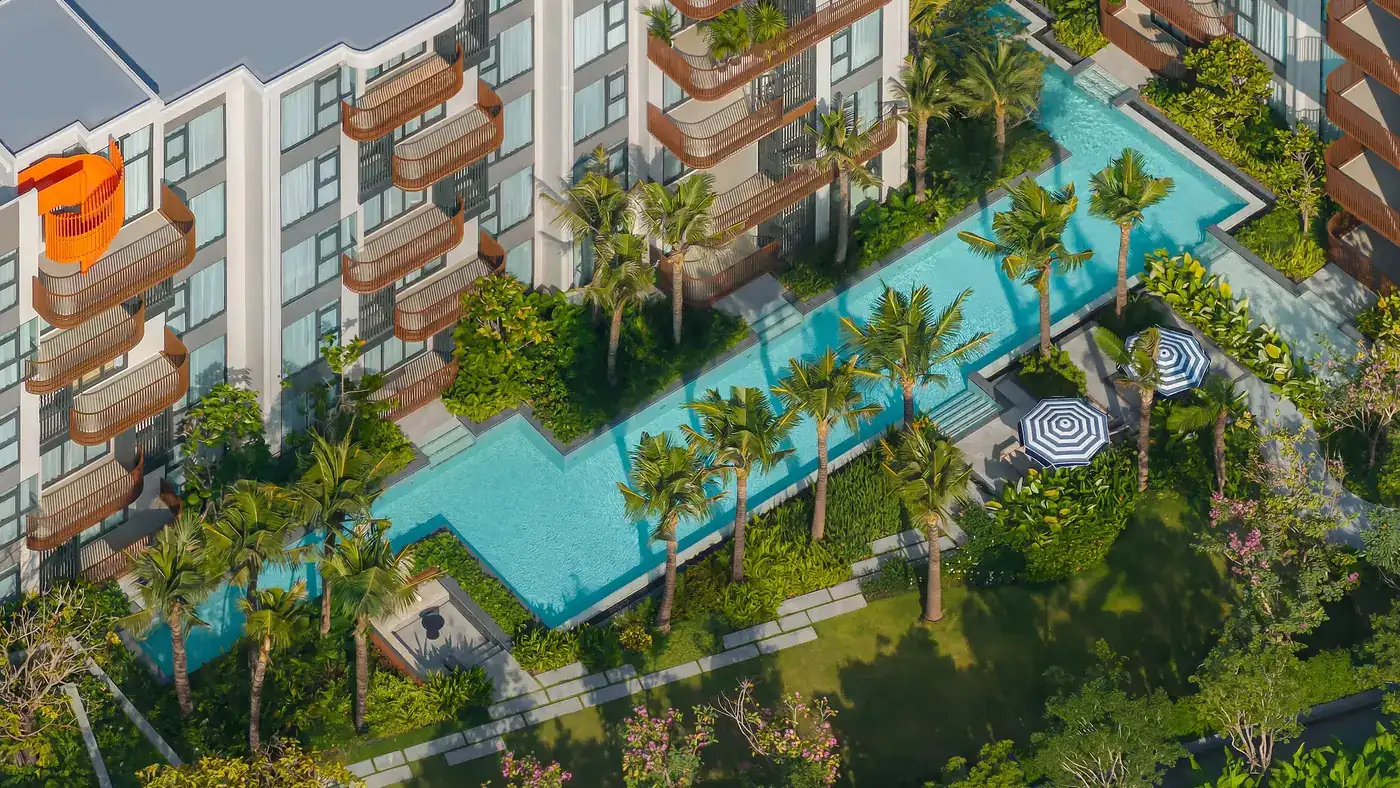 Swimming pool at CANVAS Cherngtalay, a Sansiri development in Phuket, Thailand