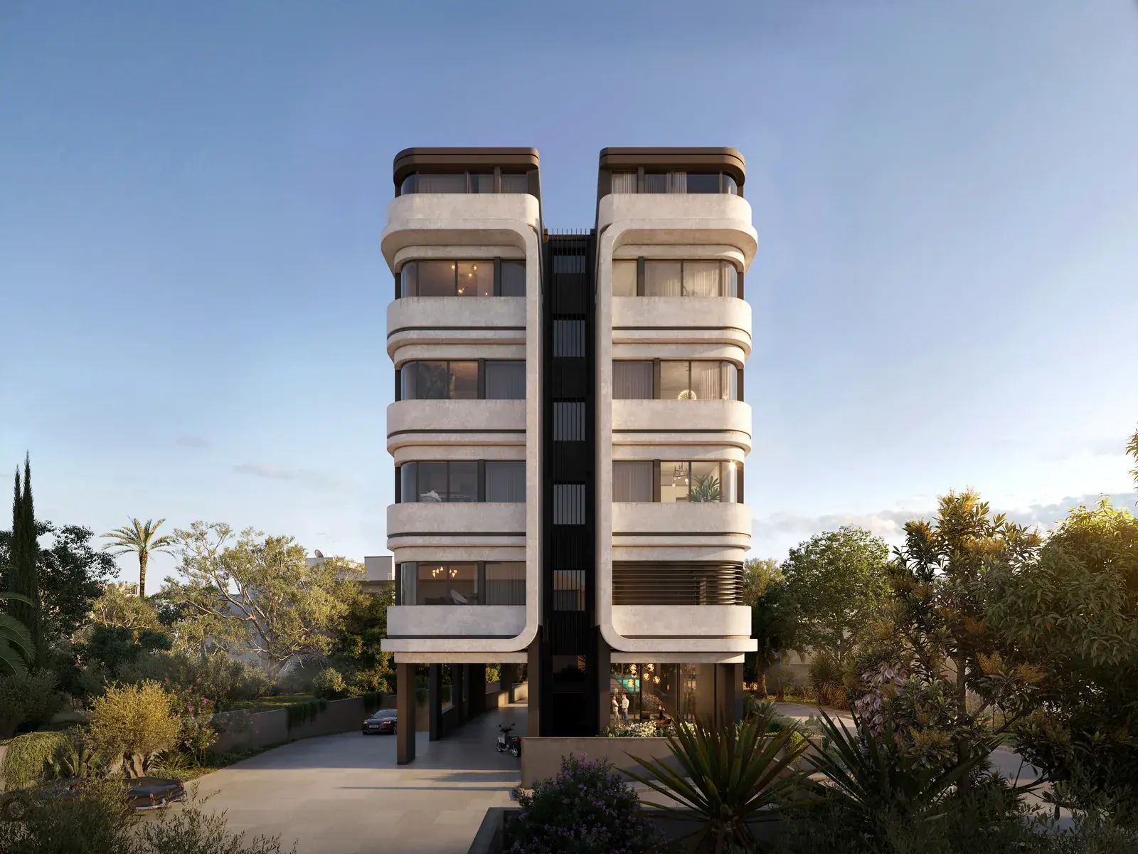 Visualisierung: Fassade in Capri House, einem BBF-Projekt in Limassol, Zypern