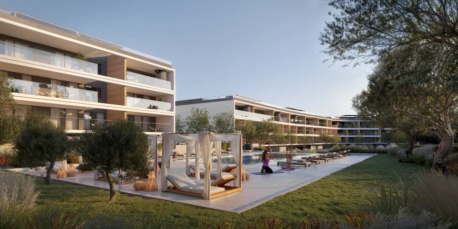 Visualisierung: Garten in Eden Bay, einem BBF-Projekt in Paphos, Zypern