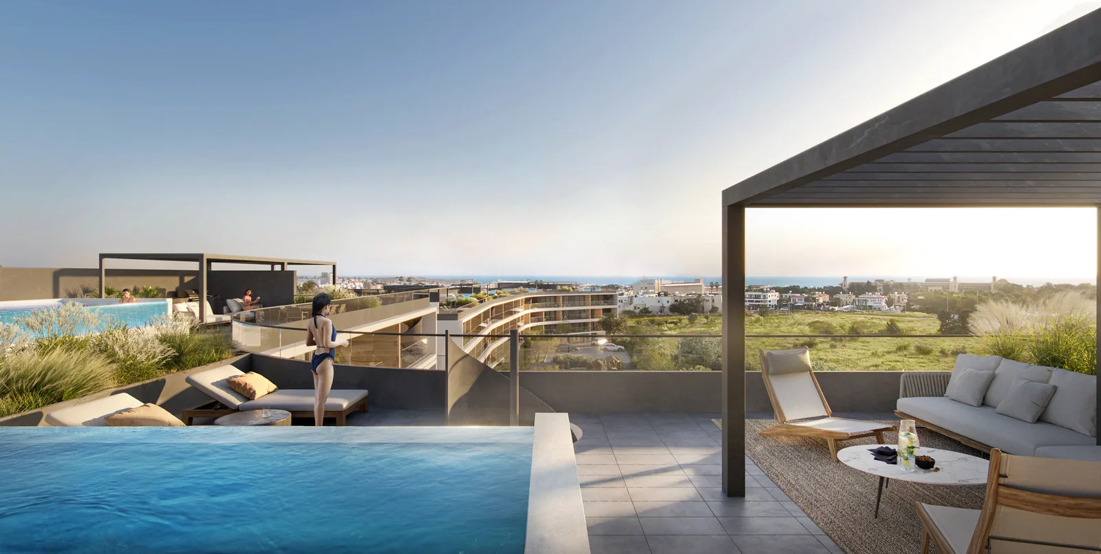 Visualisierung: Dachterrasse in Eden Bay, einem BBF-Projekt in Paphos, Zypern