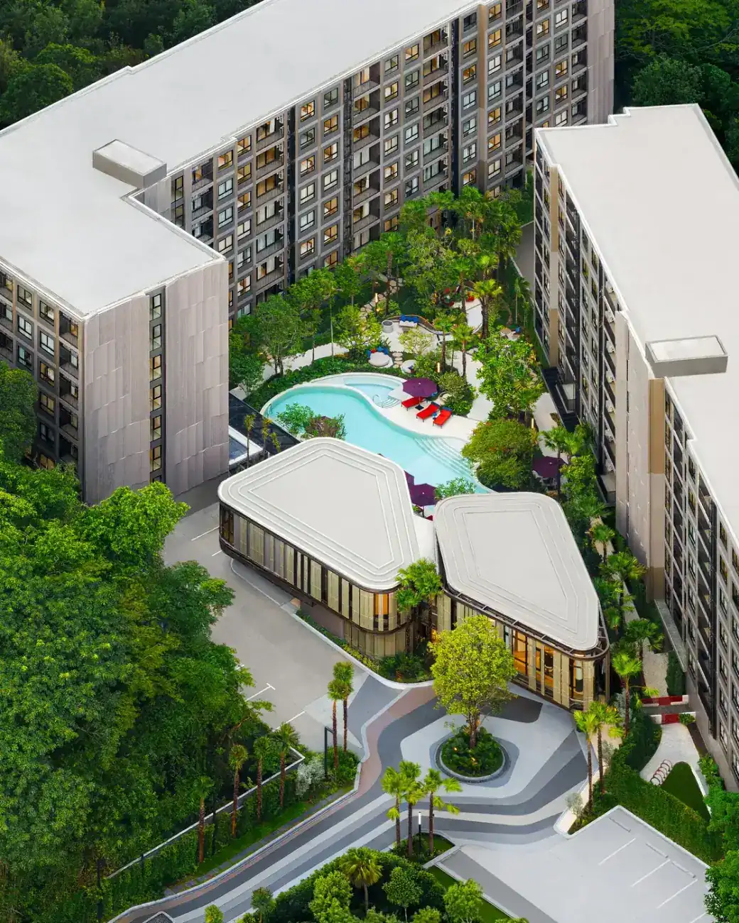 Aerial view at THE BASE Cherngtalay, a Sansiri development in Phuket, Thailand