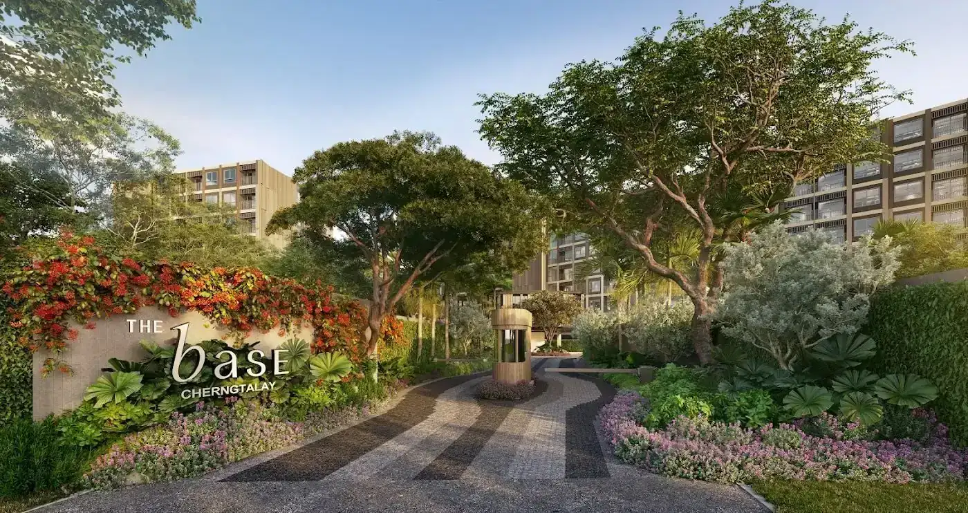 Entrance at THE BASE Cherngtalay, a Sansiri development in Phuket, Thailand