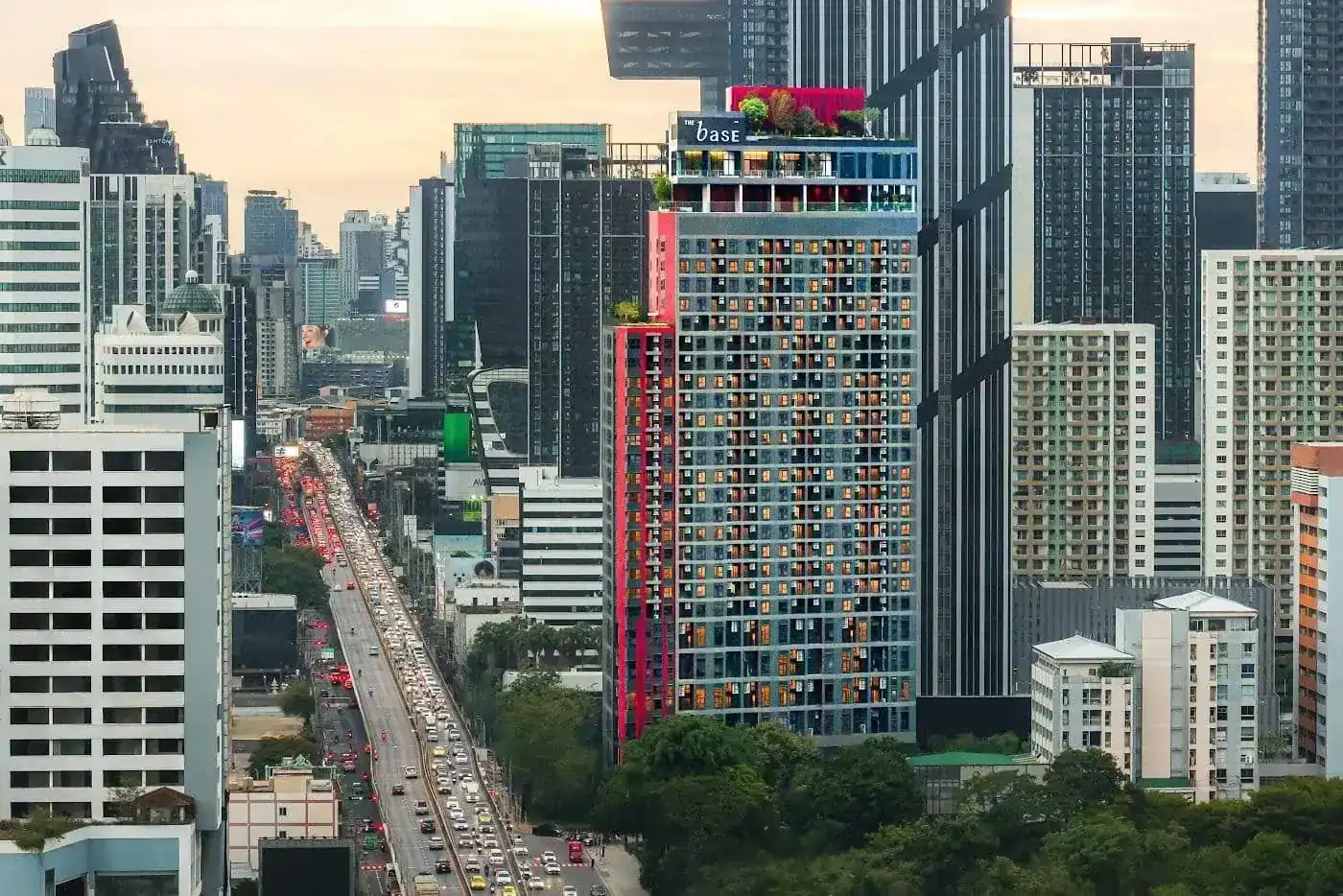 Communal area at THE BASE Urban Rama 9, a Sansiri development in Bangkok, Thailand