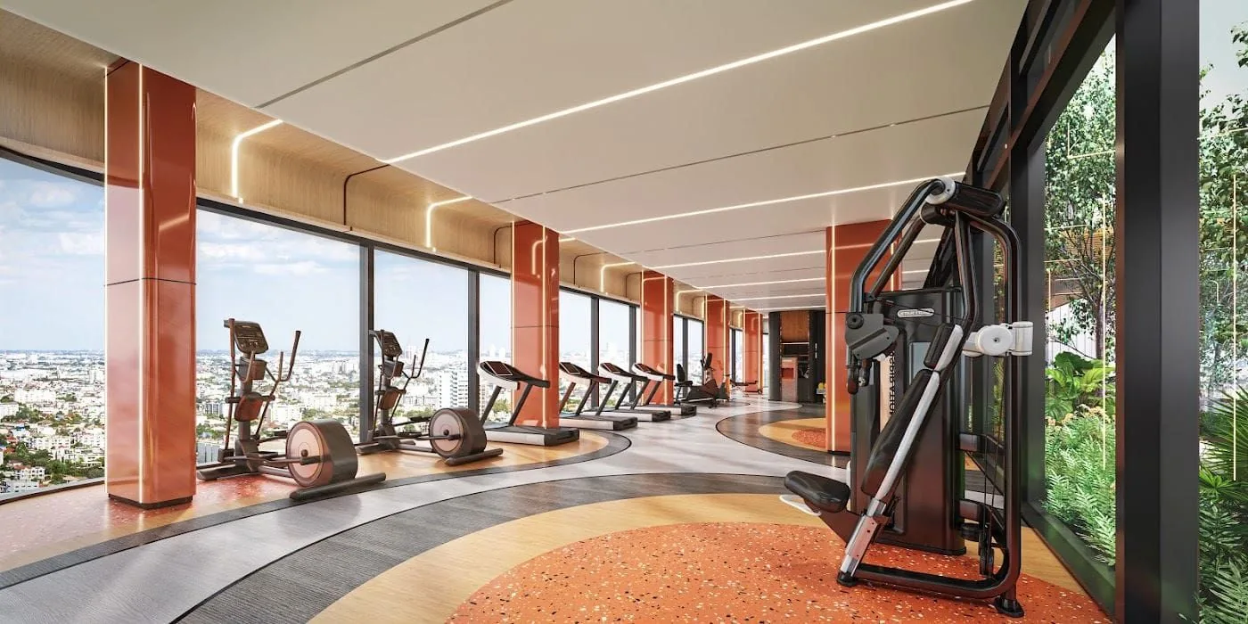 Fitness area at THE LINE Vibe, a Sansiri development in Bangkok, Thailand