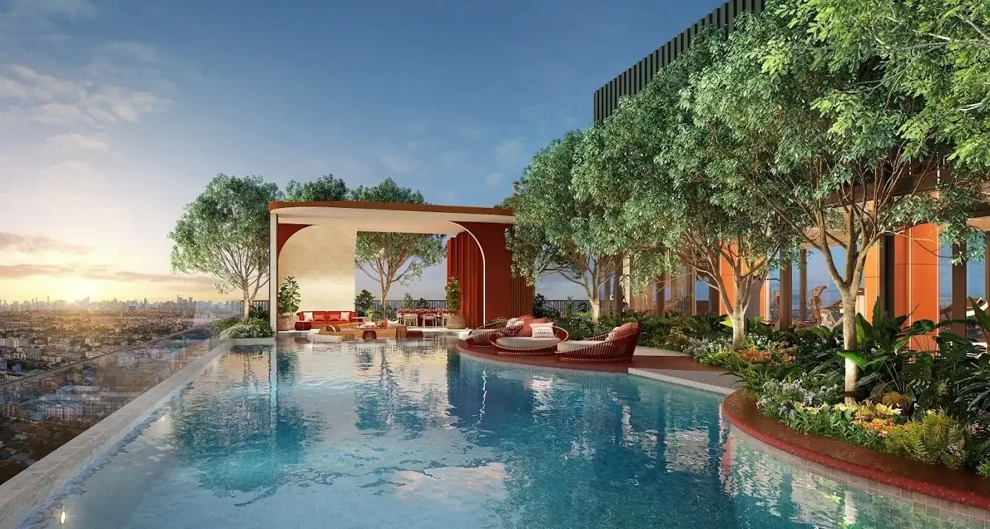 Swimming pool at THE LINE Vibe, a Sansiri development in Bangkok, Thailand