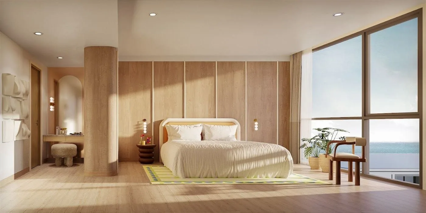Bedroom at Standard Residences, a Sansiri development in Hua Hin, Thailand