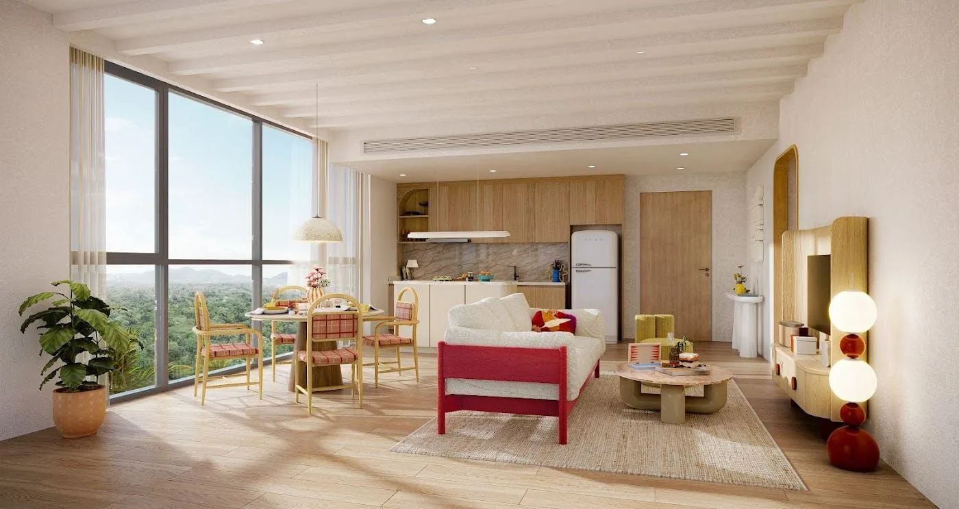 Living area at Standard Residences, a Sansiri development in Hua Hin, Thailand