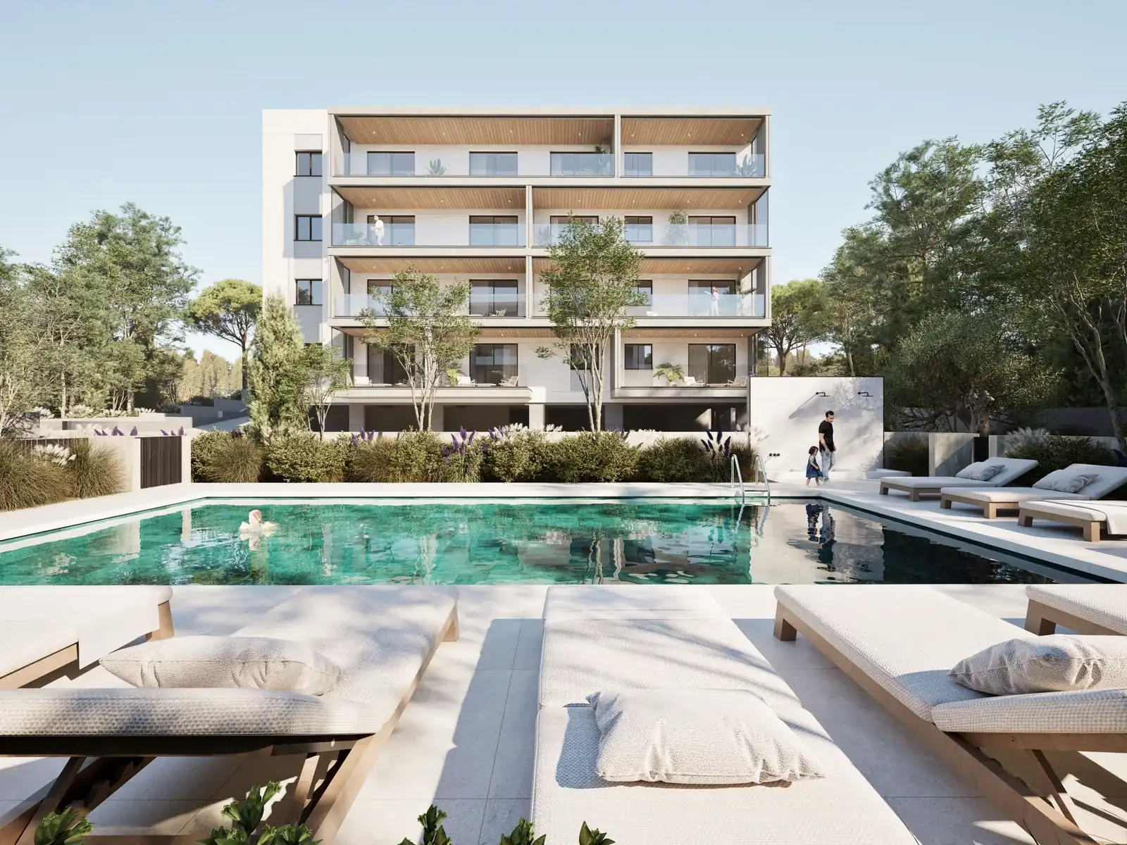 Recreación virtual: Piscina en Upside, un proyecto de BBF en Limasol, Chipre