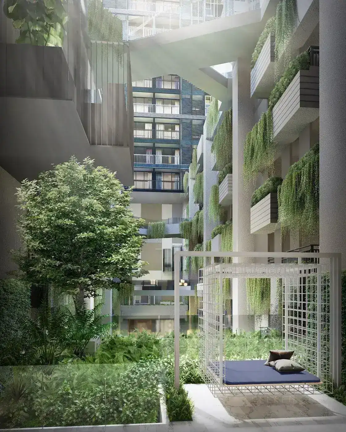 Garden at XT Phayathai, a Sansiri development in Bangkok, Thailand